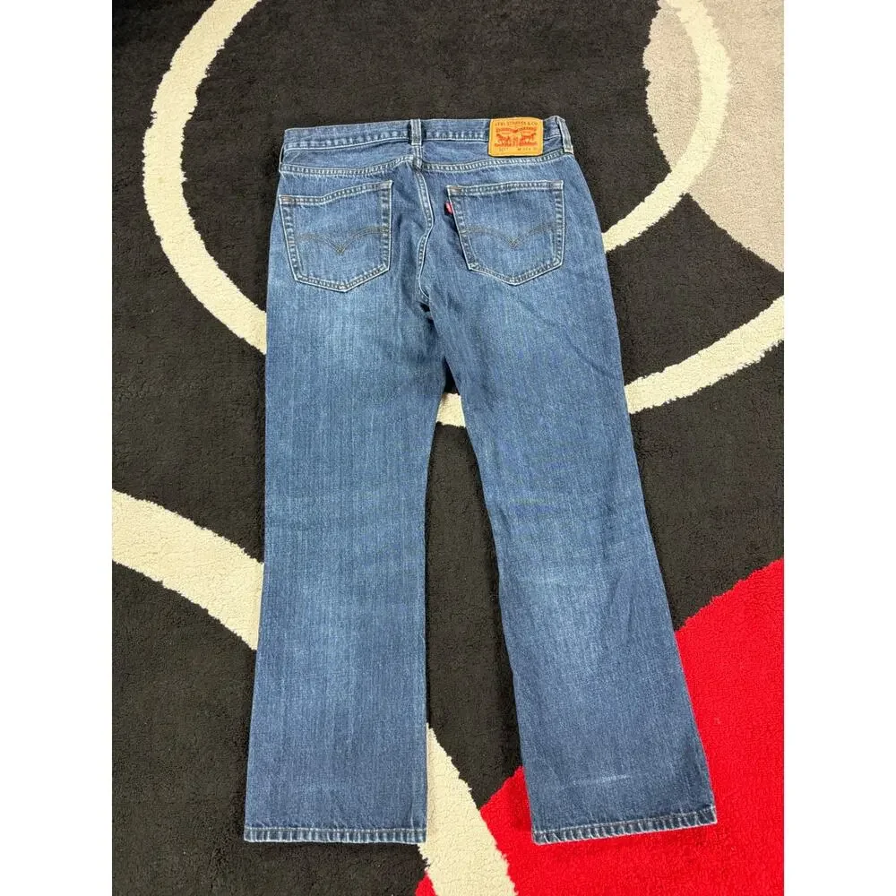 Levi 527 Jeans Mens 34x30 Blue Denim Low Bootcut Cotton Pockets Dark Wash